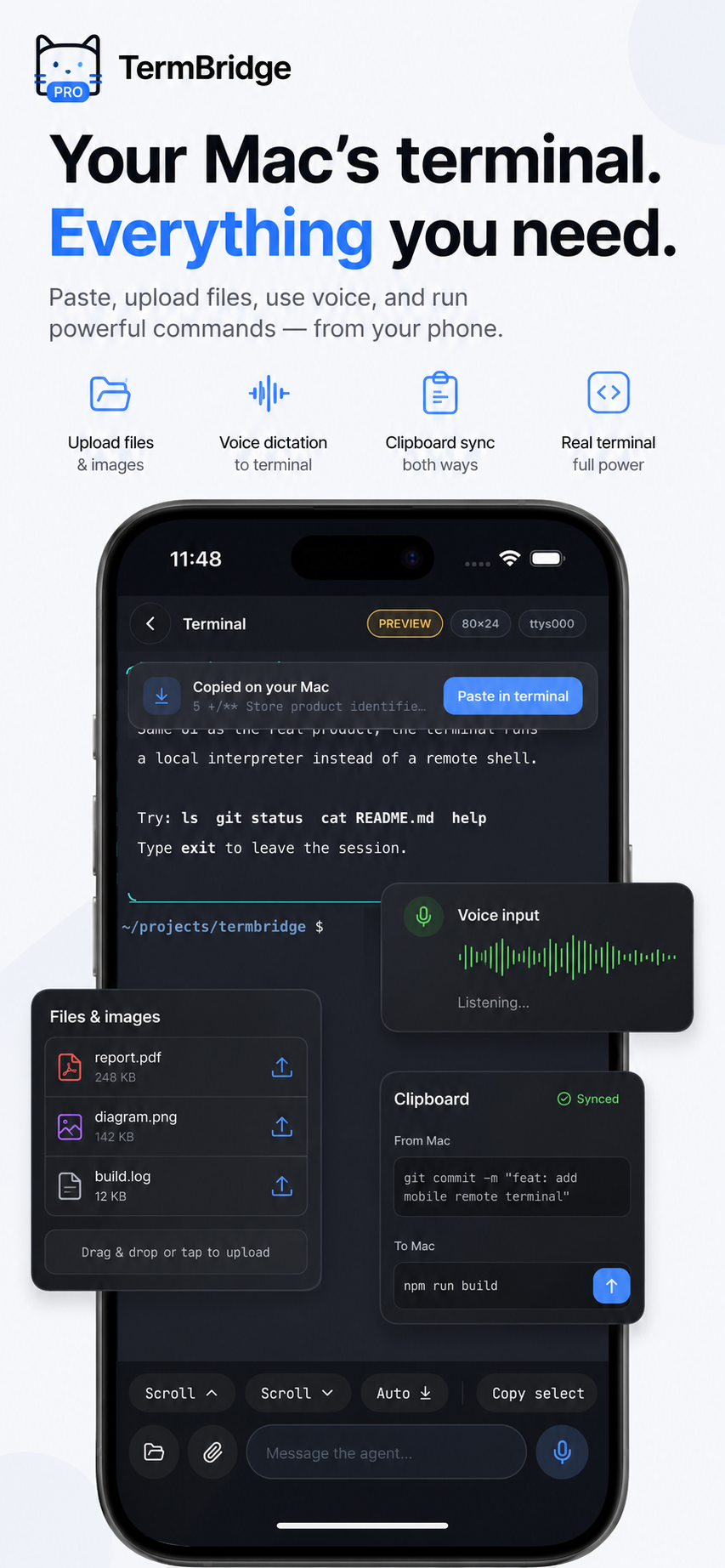 TermBridge — Files, voice, and more.